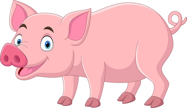 Dessin animé drôle de cochon sur fond blanc