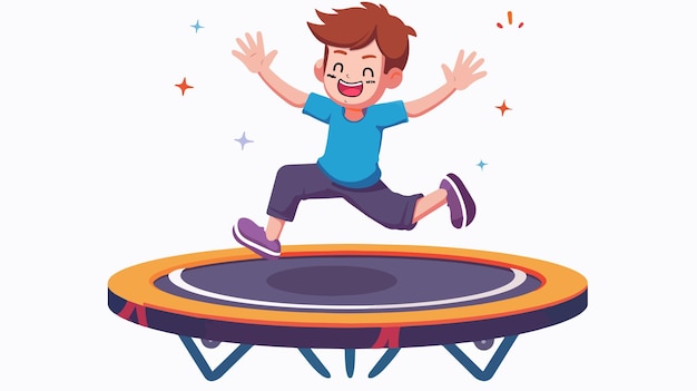 Vecteur un dessin animé d'un garçon sautant sur un trampoline