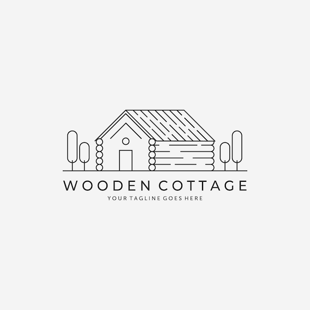 Dessin Au Trait Minimaliste Cabine Cottage Logo Vector Design Illustration