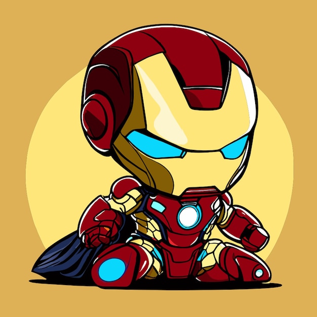 Vecteur un dessin à la main petit ironman illustration vectorielle plat 2