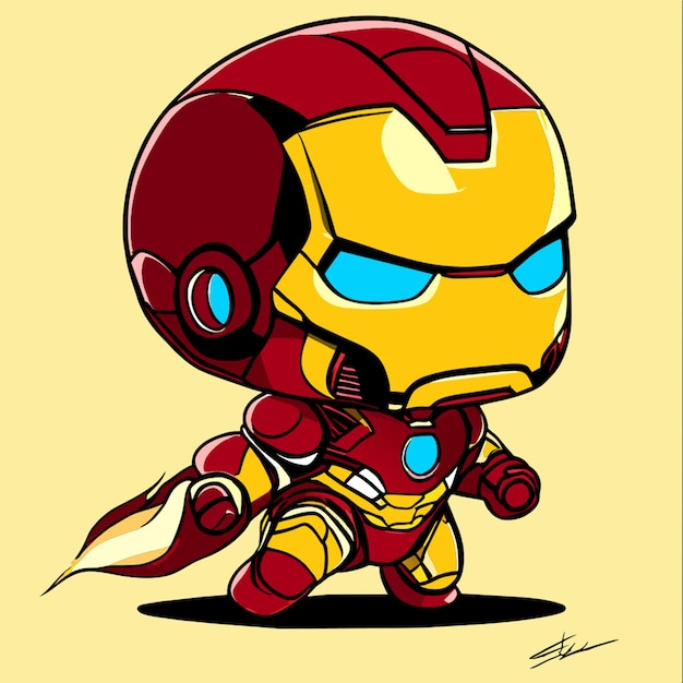 Vecteur un dessin à la main petit ironman illustration vectorielle plat 2