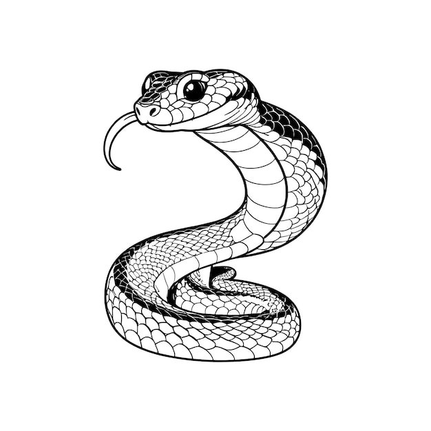 dessin à la main de serpent page de coloration et dessin vectoriel de contour