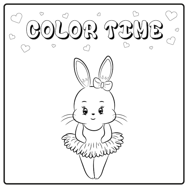 Vecteur dessin mignon lapin de croquis à colorier