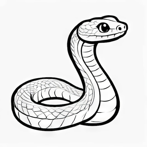 Vecteur un dessin en noir et blanc d'un serpent avec un contour noir