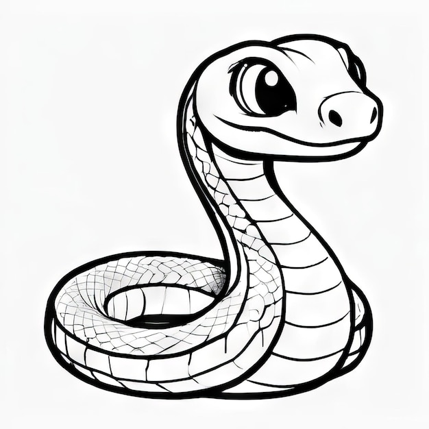 Vecteur un dessin en noir et blanc d'un serpent avec un contour noir