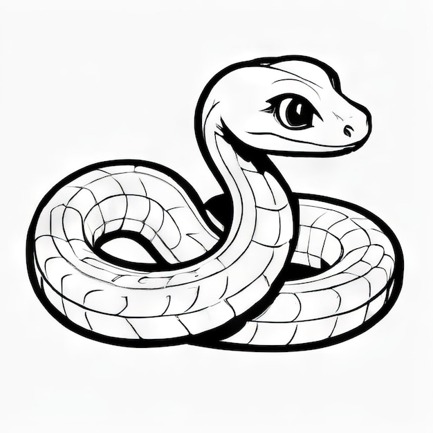 Vecteur un dessin en noir et blanc d'un serpent avec un fond blanc