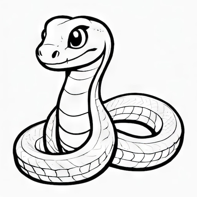 Vecteur un dessin en noir et blanc d'un serpent avec un œil vert