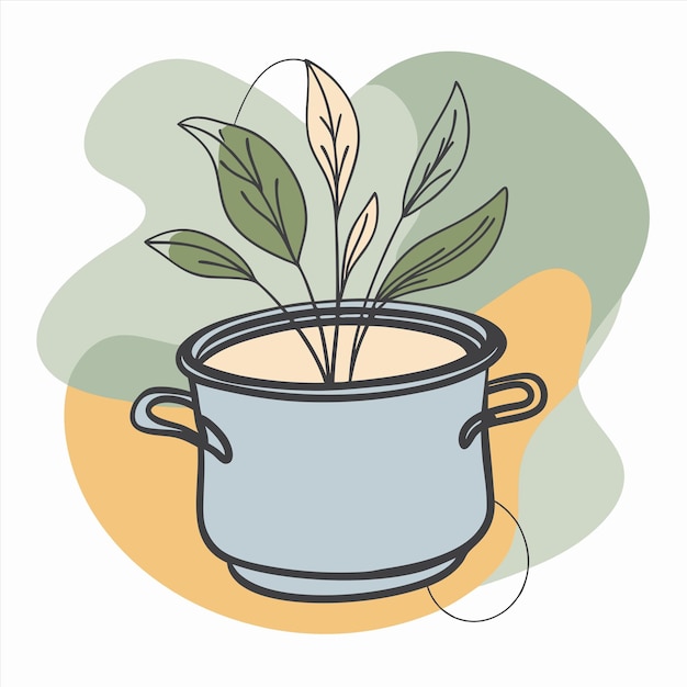 Vecteur un dessin d'un pot avec une plante dedans