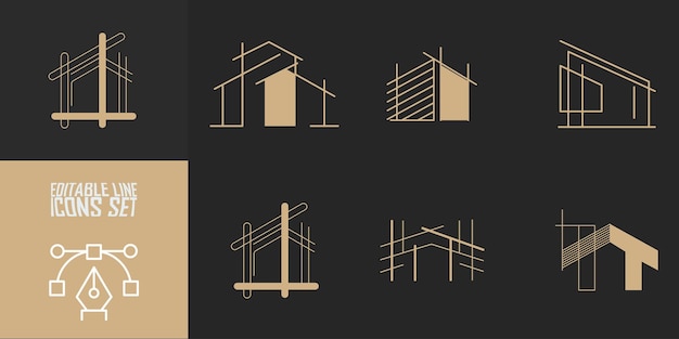 Vecteur le développement de l'architecte et les icônes du design d'intérieur