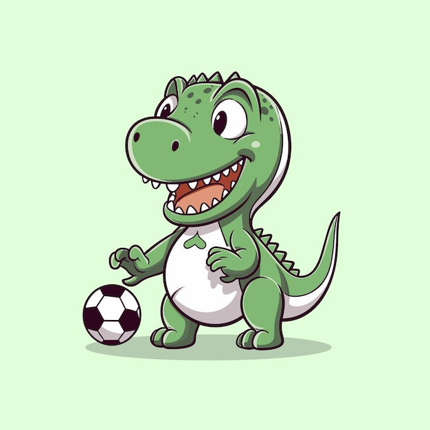 dinosaure mignon jouant au football illustration vectorielle