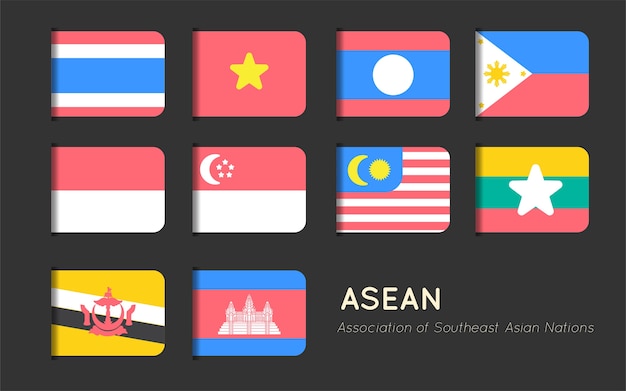 Drapeau asiatique tag design plat de vecteur