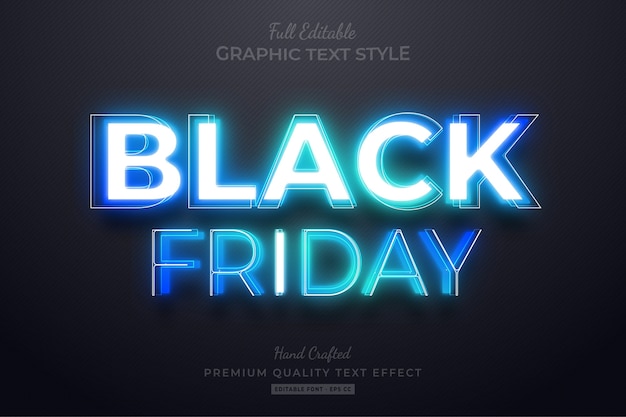 Effet de style de texte modifiable Black Friday Blue Neon