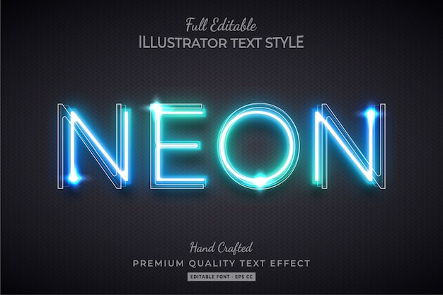 Effet de style de texte modifiable Glow Neon Premium