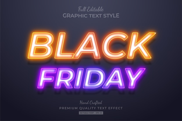 Effet de style de texte modifiable Neon Black Friday