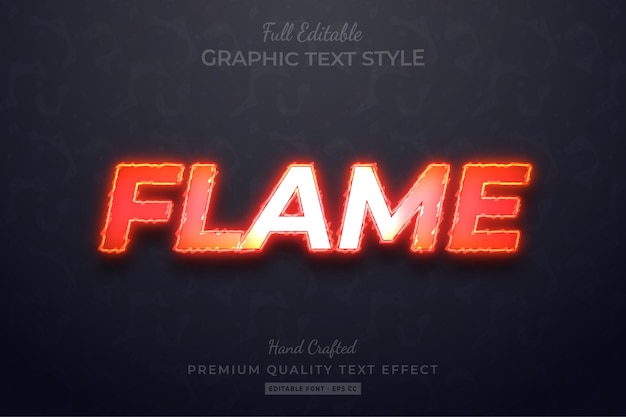 Effet de style de texte personnalisé modifiable de flamme Premium