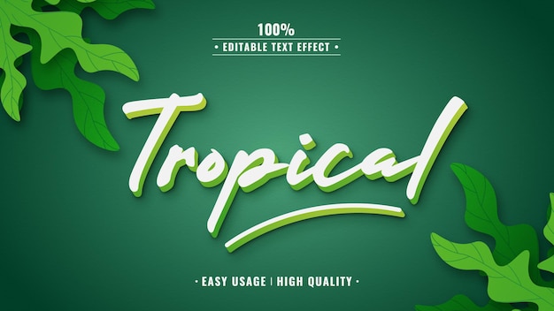 Effet de texte 3d modifiable tropical