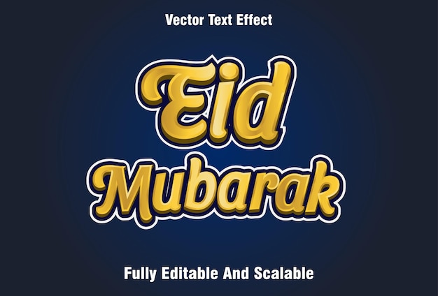 Effet de texte eid mubarak modifiable avec la couleur bleue et or