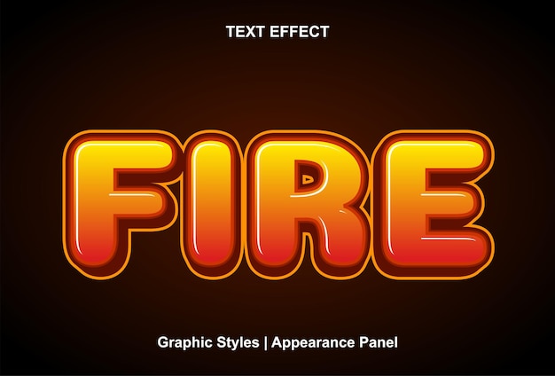 Effet de texte de feu avec style graphique et modifiable