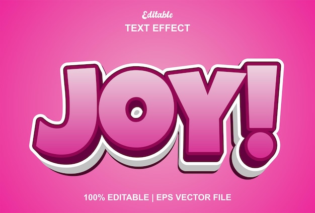 Effet de texte Joy avec style 3d de couleur rose modifiable