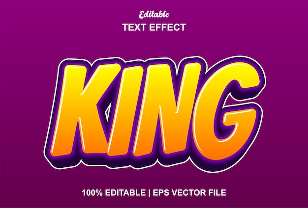 Effet de texte King avec style 3d de couleur orange et modifiable