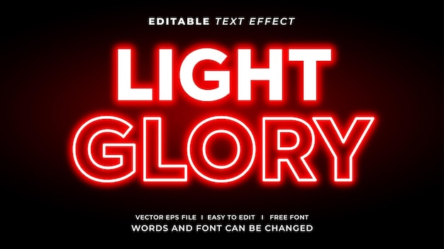 Effet de texte modifiable dans un style néon rouge clair