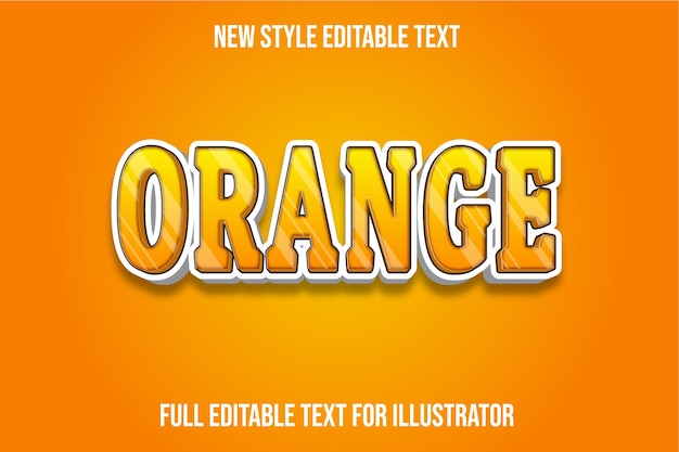 Effet de texte modifiable orange, dégradé de couleur orange et noir