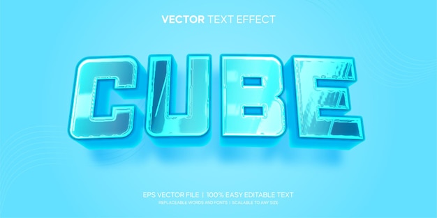 Effet de texte modifiable de style 3d en verre glacé de cube