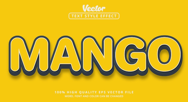 Effet de texte modifiable Texte de mangue avec un style moderne et une couleur claire en gras brillant