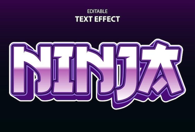 Effet de texte Ninja avec couleur violette modifiable pour le logo