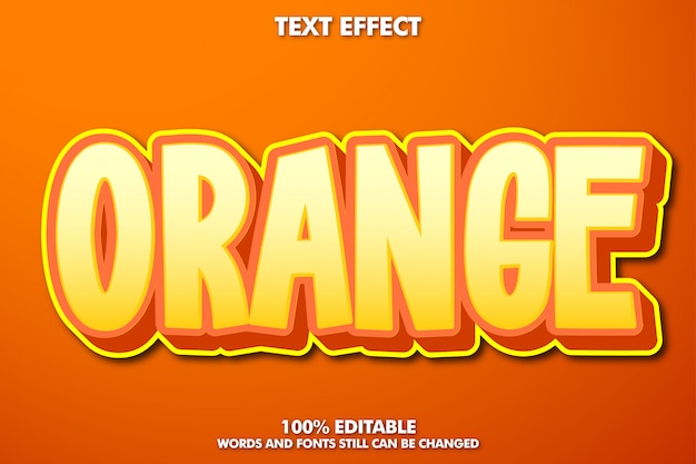 Effet de texte orange, style de texte de bande dessinée