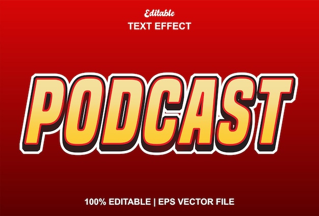 Effet de texte podcast avec style 3d et pouvant être modifié