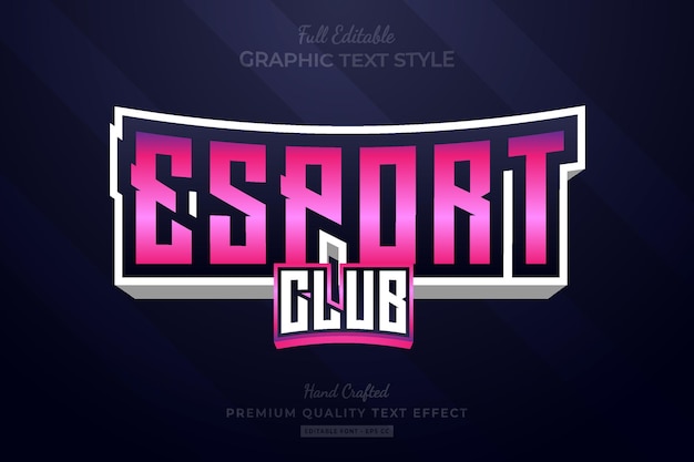 Effet de texte premium modifiable de l'équipe Esport Club