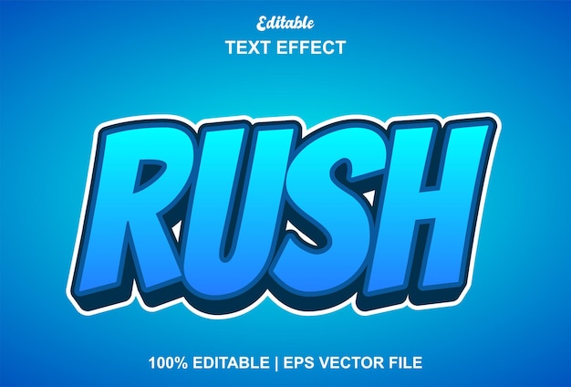 Effet de texte Rush avec un style 3d de couleur bleue