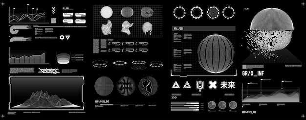 Élément de forme futuriste HUD GUI Science-fiction concept de rétrofuturisme cyberpunk vaporwave