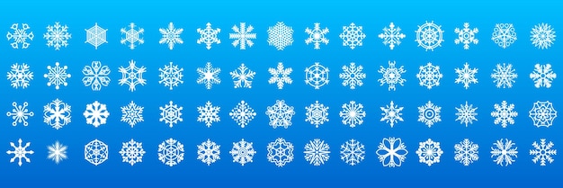 Vecteur ensemble blanc colleciton ligne snowflake hiver décoration éléments vector design style