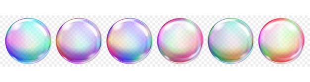 Ensemble de bulles de savon de couleur translucide sur fond transparent. Transparence uniquement en format vectoriel