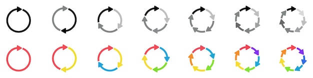 Vecteur ensemble de flèches circulaires diagramme rond illustration vectorielle