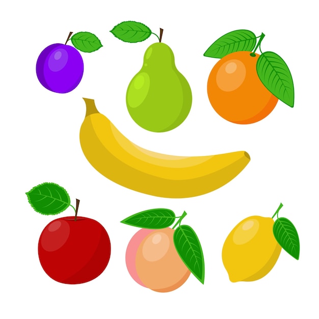 Ensemble de fruits vector illustration isolé sur fond blanc