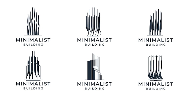 Vecteur ensemble de logos de bâtiments minimalistes illustration vectorielle symbole de conception de construction d'architecte immobilier