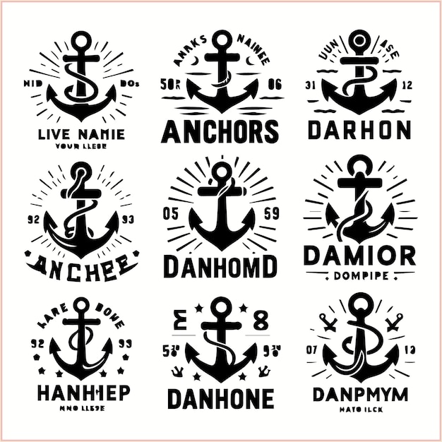 Vecteur un ensemble de logos pour un bateau appelé capitaine