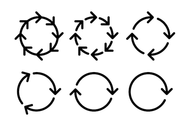 Vecteur ensemble de six flèches de cycle noires