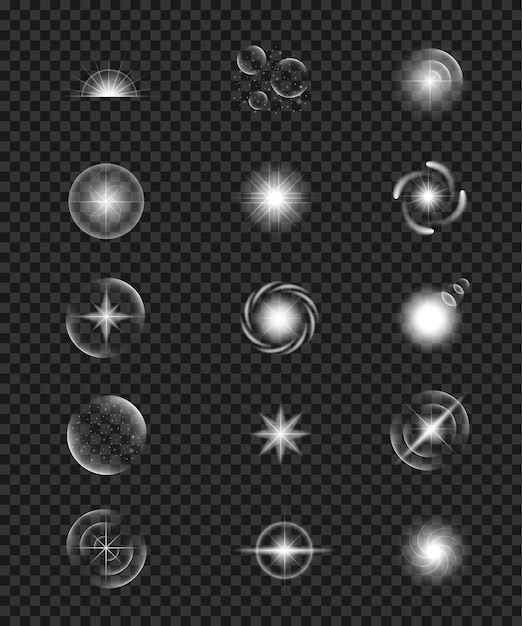 Vecteur étoiles brillantes avec effet de lueur et illustration vectorielle d'étincelles