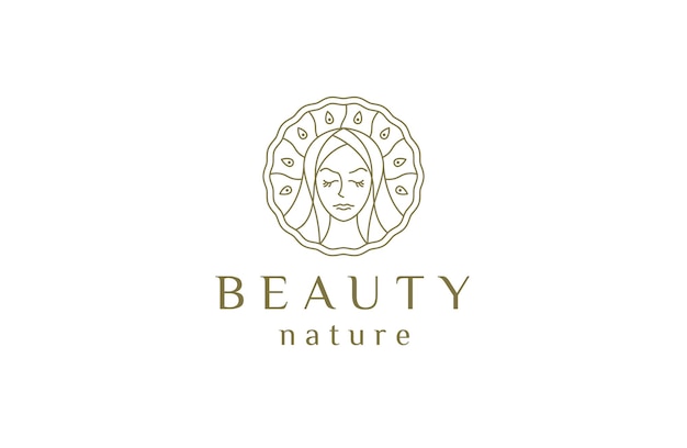 Femme beauté visage logo icône modèle de conception illustration vectorielle plane