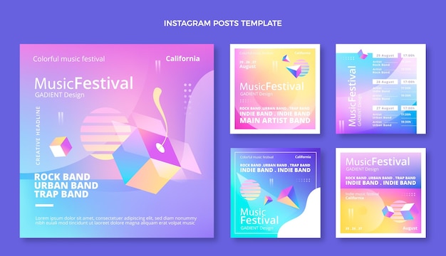 Festival de musique coloré dégradé ig post