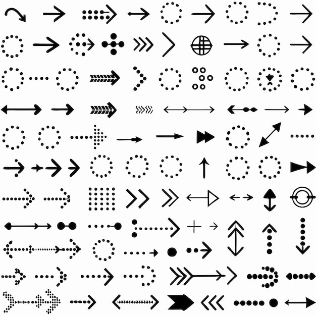 Flèches noires guident la direction avec des points et des lignes