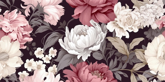 Vecteur fleurs et plantes impression florale classique sans couture dans un style shabby chic illustration vectorielle de fleurs