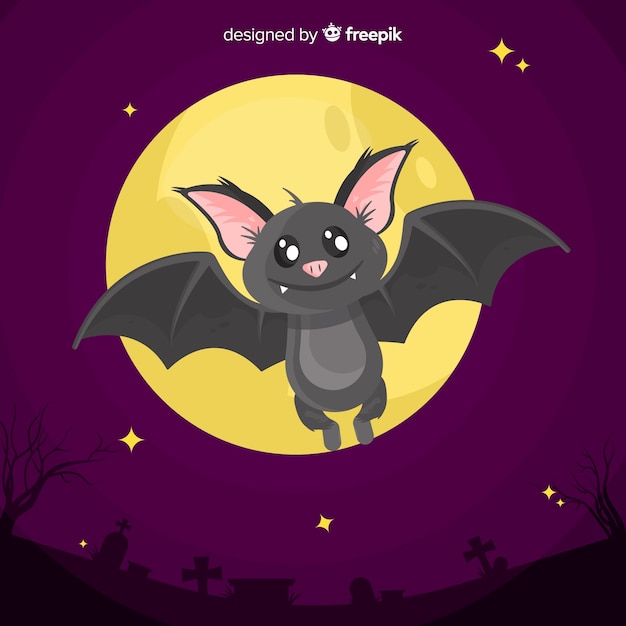 Vecteur fond de chauve-souris halloween dans un design plat