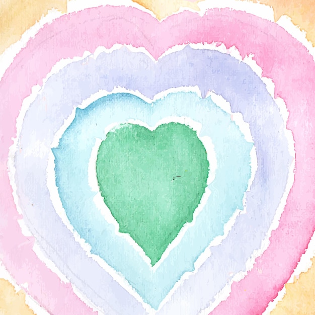 fond d'illustration de forme de coeur d'amour aquarelle arc-en-ciel. Fond d'écran de la célébration du 14 février,