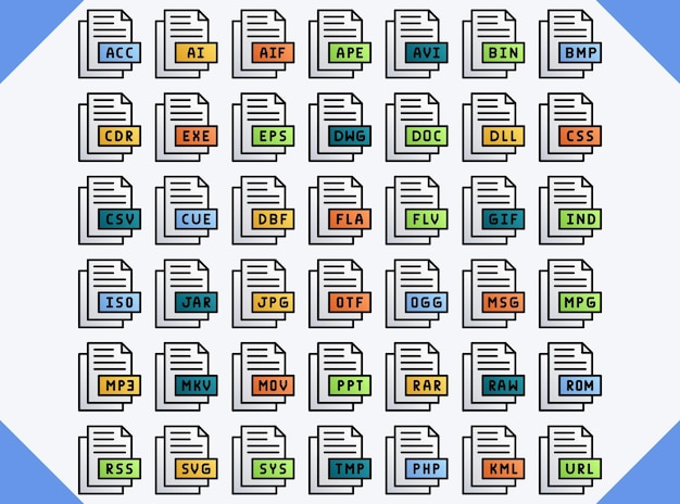 Vecteur format de fichier vectoriel jeu de couleurs d'icônes de ligne