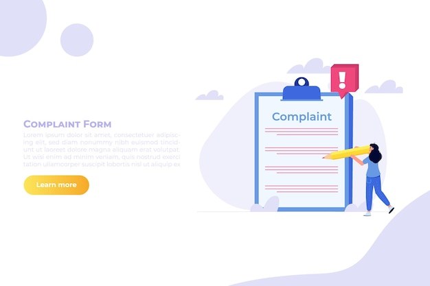Vecteur formule de plainte en ligne concept illustration vectorielle